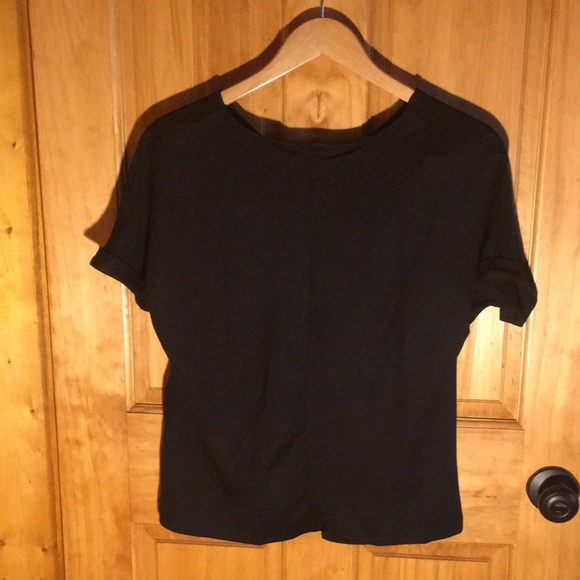 Black Short Sleeve Twist Front Top, NEW - Picture 2 of 5